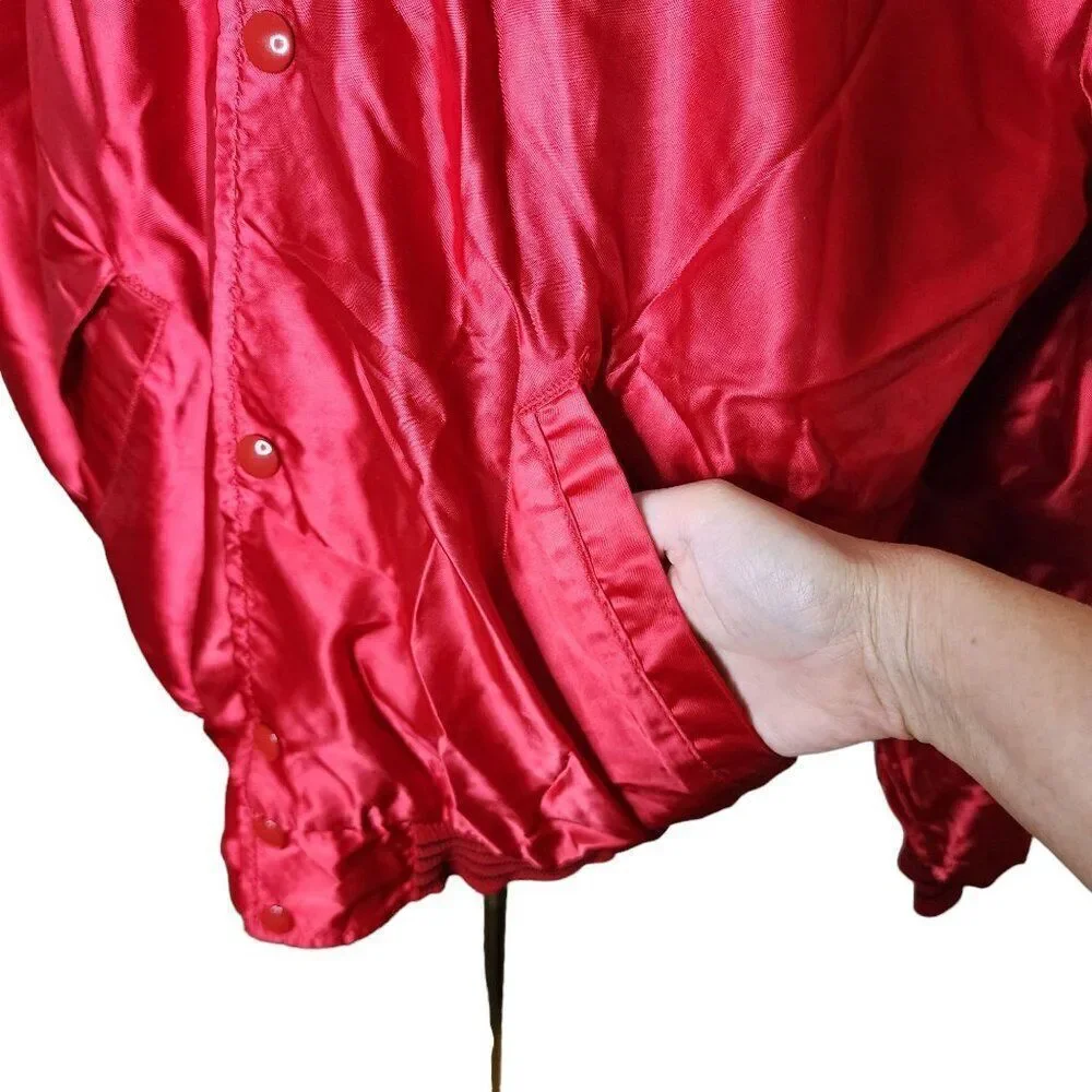 Vintage 80s Suzuki Satin Bomber Jacket Mens Size L Red